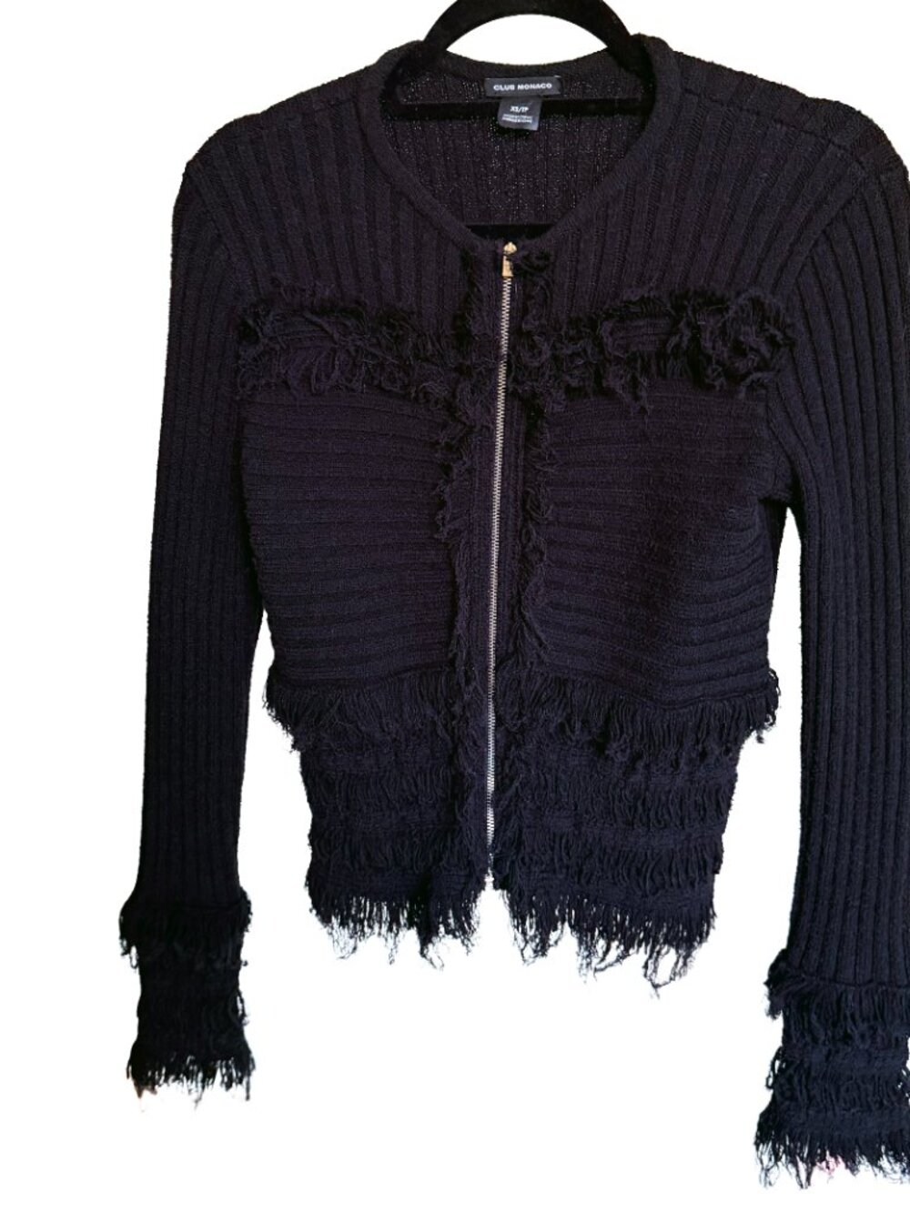 Club Monaco Zipper Sweater Cardigan Black X-Small